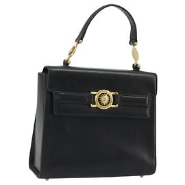 Borsa a mano Gianni Versace in pelle nera e oro Auth BA12129A Nero D'oro