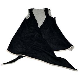 Vintage Issey Miyake Wollwickeloberteil Schwarz Creme M Schwarz