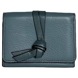 Chloé Vintage Chloe Grained Leather Compact Wallet Dusty Blue Blue