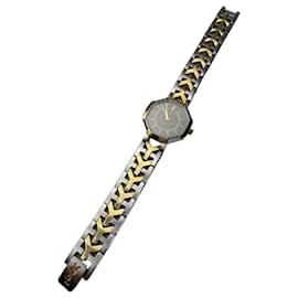 Montre à quartz bicolore vintage Yves Saint Laurent Argent Or Argenté
