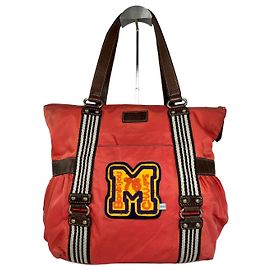 Bolsa de nylon e couro Burberry vintage vermelha e marrom Laranja