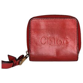 Chloé Vintage Chloe Leder Geldbörse / Kartenhalter rot Rot