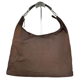 Vintage Gucci Canvas Leather Slouchy Hobo Handbag Brown Brown