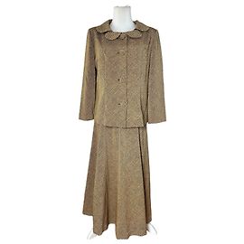 Vintage Gucci Wool Twin Set Abstract Gold Brown M Golden
