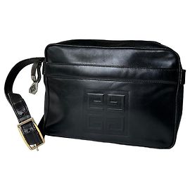 Bolsa transversal de couro liso 4G Vintage Givenchy Preta Preto