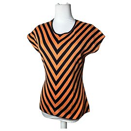 Vintage Givenchy Chevron Striped Sleeveless Top Orange Black M Orange