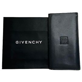 Vintage Givenchy 4G Leather Long Bifold Wallet Black Black