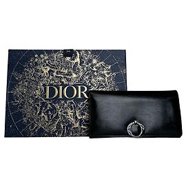 Vintage Dior Leather Flap Long Wallet Black Black