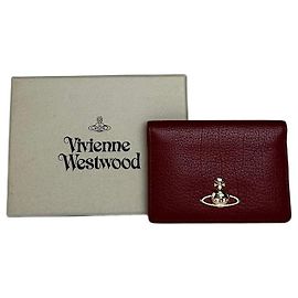 Tarjetero bifold de cuero graneado burdeos de Vivienne Westwood Burdeos