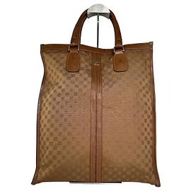 Vintage Givenchy 4G Monogramm Canvas Leder Tote Bag Braun Braun