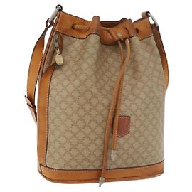 Céline Celine Drawstring Bucket Triomphe Coated Canvas Medium Beige
