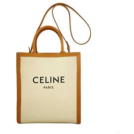 Céline Sac à main vertical Cabas 2-en-1 Celine Marron Blanc