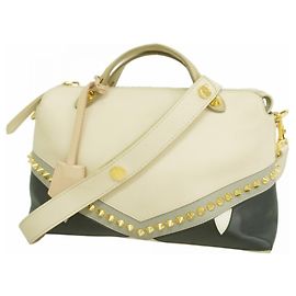 Fendi By The Way Leather Handbag Black Beige
