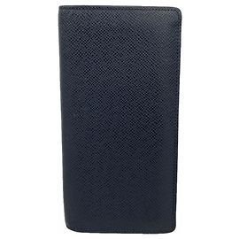 Cartera Larga Brazza en Taiga Louis Vuitton Azul marino