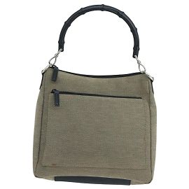 Gucci Vintage Bamboo Shoulder Canvas Bege