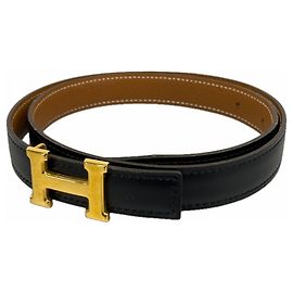 Cinto Constance Hermès Preto Dourado