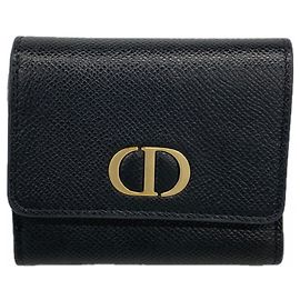 Schwarze Leder-Dreifach-Geldbörse Christian Dior Schwarz