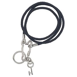 Hermès HERMES Schlüsselanhänger, Anhänger, Cle Cheval, Schwarz, Swift-Leder Schwarz Silber