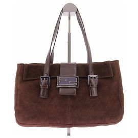 Fendi Borsa baguette in camoscio marrone Marrone