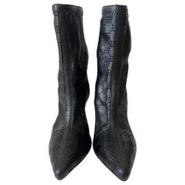 IRO black perforated leather ankle boots Black
