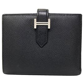 Hermès Bearn kompakte Bi-Fold Geldbörse Schwarz
