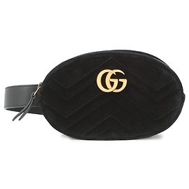 Gucci GG Marmont gesteppte Leder-Velours Bauchtasche Schwarz Pink