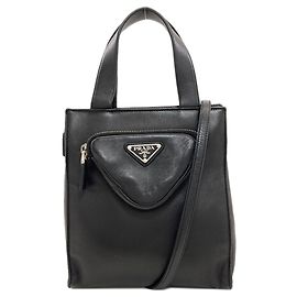 Schwarze Lammleder-Handtasche von Prada Schwarz