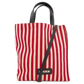 Bolsa tote 2 em 1 listrada Marni Marrom Branco Vermelho