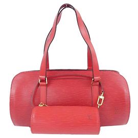 Louis Vuitton Epi Soufflot Handbag Red