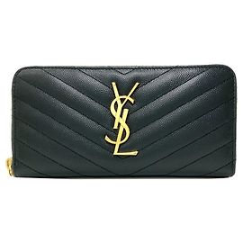 Portefeuille Long Cassandra Saint Laurent Vert foncé