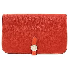 Monedero Duo Dogon GM de Hermès Roja