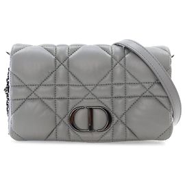 Borsa Caro Macrocannage Mini in Pelle di Vitello Grigia Dior Marrone