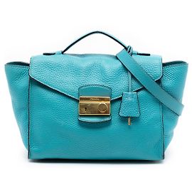 Sac à main Sound Lock en Vitello Daino bleu de Prada Bleu Turquoise