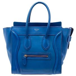 Céline Bolsa de viagem Celine em couro de bezerro micro liso azul Azul
