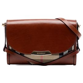 Crossbody Abbott em couro marrom e lona com estampa House Check da Burberry Marrom