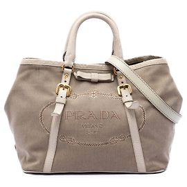 Bolsa de lona Canapa logo marrom Prada Outro