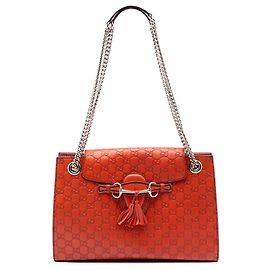 Bolsa de Ombro Emily Guccissima Grande Laranja da Gucci Laranja