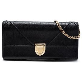 Cartera con cadena Diorama Croisière en piel de ternera granulada negra Dior Negro