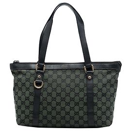 Bolsa Tote Abbey D Ring em lona GG verde da Gucci Verde Verde escuro