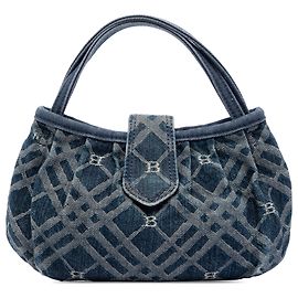 Burberry Blue Nova Check Denim Handbag Blue Dark blue