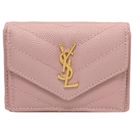 Carteira compacta V-Stitch Yves Saint Laurent Rosa