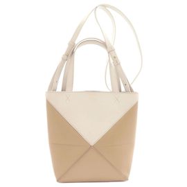 Loewe Puzzlefold 2-Wege Handtasche Weiß Beige