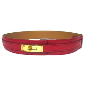 Cinturón de cuero Kelly de Hermès Roja