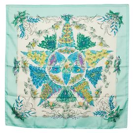 Foulard Hermès Carré 90 Pythagore in seta verde Verde