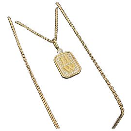 Harry Winston Perfume Bottle Diamond Gold Necklace Golden