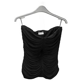 Saint Laurent Strapless Gathered Top Black Viscose Black