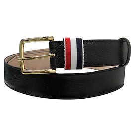Thom Browne Pebble Leather Grosgrain Loop Classic Belt Black