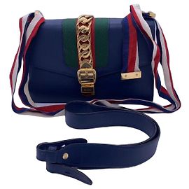 Gucci Handbag Blue Leather Blue