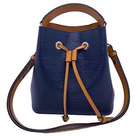 Bolsa bucket Louis Vuitton Neonoe azul e amarelo efeito ondas Azul