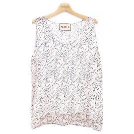Autre Marque Top de seda Plan C Preto Rosa